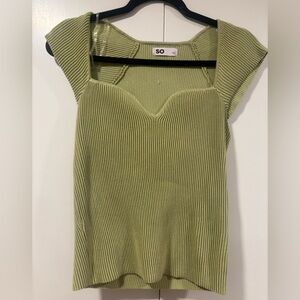 SO Light Olive Ribbed Knit Top
